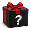 Black Mystery Box with red ribbon and a question mark